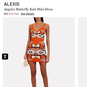 NWOT alexis angeles butterfly knit mini dress orange size small